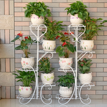 European floor-to-ceiling Wrought iron flower rack Multi-storey balcony hanging orchid flower pot rack Indoor living room simple green dill flower rack