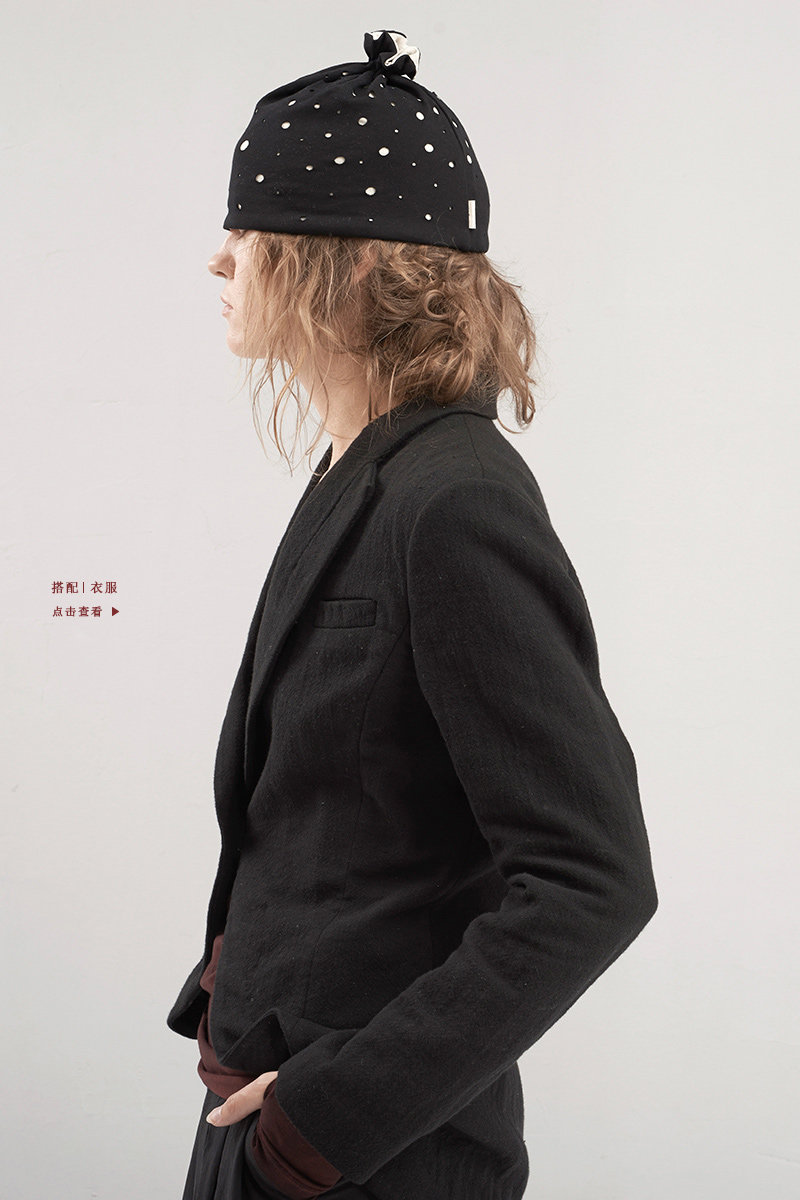 日着/rizhuo原创设计品牌【游侠二】系列黑色打孔针织帽复古潮