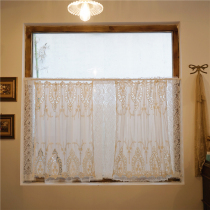 LACESHABBY NEW RETRO BEIGE HOLLOWED-OUT EMBROIDERY GENUINE SILK LACE SEMI-CURTAIN WINDOW MANTLE CURTAIN EUROSTYLE COFFEE BLINDS