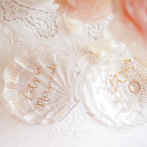 Vintage French glass high transparent lead-free shell laceshabby original jewelry storage and finishing disc jewelry box