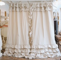LACESHABBY new American retro country style cotton pleated cake side window curtain shading curtain cloth finished product