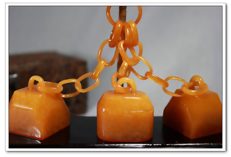 田黄石三链印章三连章寿山石高仿乾隆三联章玉玺带链子的印章