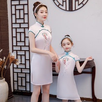 Parent-Child womens clothing summer childrens cheongsam girls Chinese style summer thin dress catwalk dress
