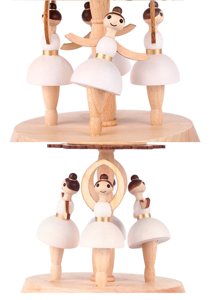 jeancard木质音乐盒木制八音盒女生儿童生日礼物旋转跳舞芭蕾女孩