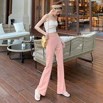 Womens autumn new fashion retro high waist thin hanging feeling micro horn chiffon pants solid color simple casual pants tide