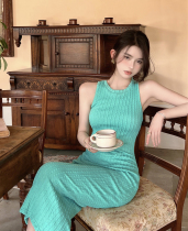 Light-ripened ethos green dress with dress in summer retro elegant bag hip skirt 2022 new French style long dress