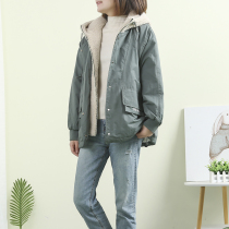 Inner plus velvet thick lamb coat Korean version of color loose hooded cotton coat women 2021 Winter cotton jacket