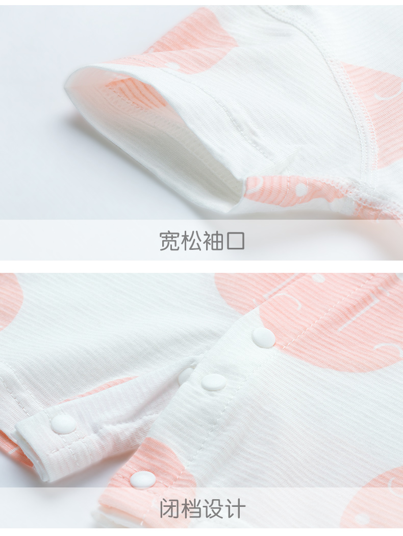 婴儿连体衣服纯棉夏装初生宝宝哈衣新生幼儿开档薄款短袖夏季睡衣商品详情图