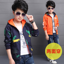 Childrens clothing boys spring jackets 2019 new boys two-sided spring and autumn short jackets 10-13 years old tide