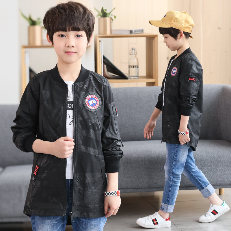Children's spring clothes 2018 new boys middle and large casual middle and long fashion spring coats for children aged 10-15