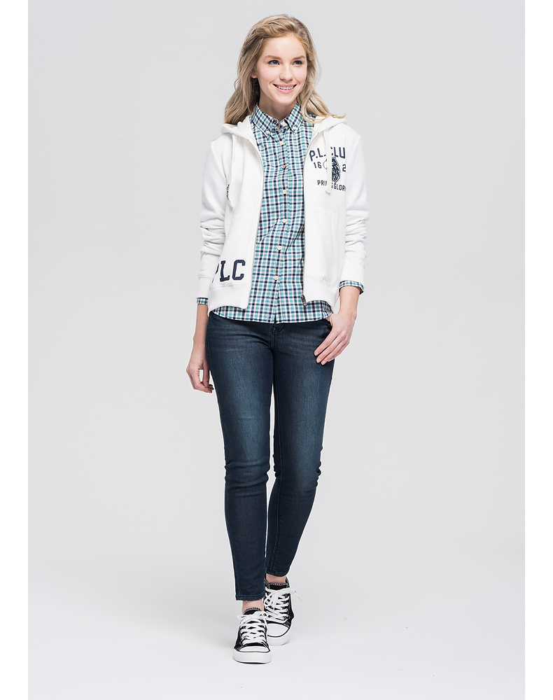 plory衣恋旗下2016春季新款女装开衫 连帽卫衣pomw611f07