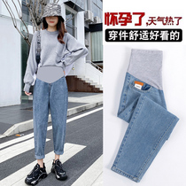 Pregnant Woman Pants Spring Autumn Outwear Straight Drum Long Pants Summer Thin Harun Old Daddy pants Fall pregnant woman Jeans Autumn Clothing