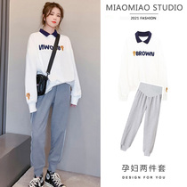 Pregnant womens autumn clothes suit Fashion out 2021 new net red long sleeve blouses for spring and autumn in leisure and clothing two sets