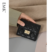 Leather Small Fragrant Wind Lingge Wallet Womens Short Mini Money Clips Thin Card Bag One Coin Wallet 2021 New