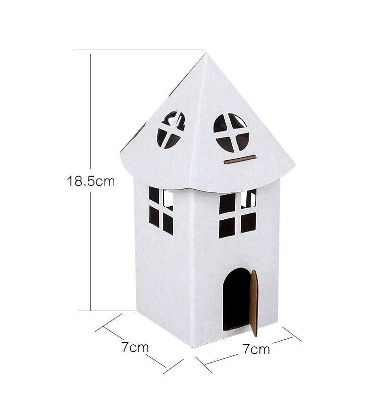 幼儿园儿童节手工diy白色纸盒城堡涂色 创意彩绘纸板房子亲子玩具