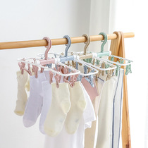 Windproof and anti-falling female dormitory drying socks hangers multi-clip travel portable folding rotating outdoor artifact