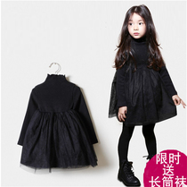 Girls plus velvet dress 2021 New Baby dress skirt Autumn Winter children puffy gauze princess dress Super Foreign