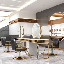 New Hairdresseshop Mirror Desk Hair Salon Special Cabinet Integrated Net Red Beauty Hair Shop With Lamp Stainless Steel Beauty Hair Mirror