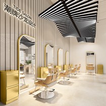 Barber shop mirror salon special hot dyeing area double-sided mirror with light simple floor-to-ceiling net red hairdressing mirror tide shop