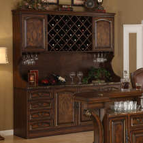 Xi Sheng Furniture Au Style Solid Wood Four Doors Wine Cabinet American Marble Bar Counter Wine Water Cabinet Living Room Making Old Dining Side Cabinet