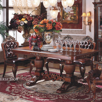 Xi Sheng Furniture American Solid Wood Dining Table And Chairs Eu Style 1 Table 6 Chairs High-end Solid Wood Dining Table Restaurant Furniture Custom