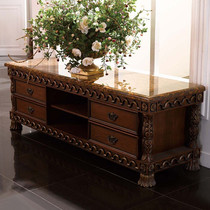 Xisheng furniture European marble floor cabinet low cabinet American retro bedroom audio-visual cabinet living room solid wood TV cabinet