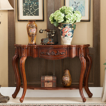 Xis furniture European style solid wood Xuanguan Table American semi-circle with drawers Xuanguantai door hall Hallway Sofa Back A Few