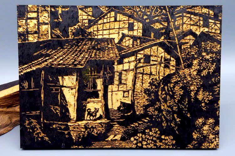 黑白木版画木刻画照片木雕版画拓印模板年画雕版活字作品