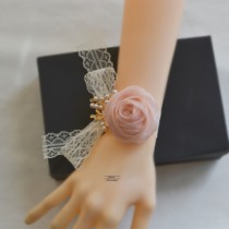 Champagne powder wrist flower bridesmaid wedding bride champagne ins bracelet flower super fairy sweet sister group hand flower wedding