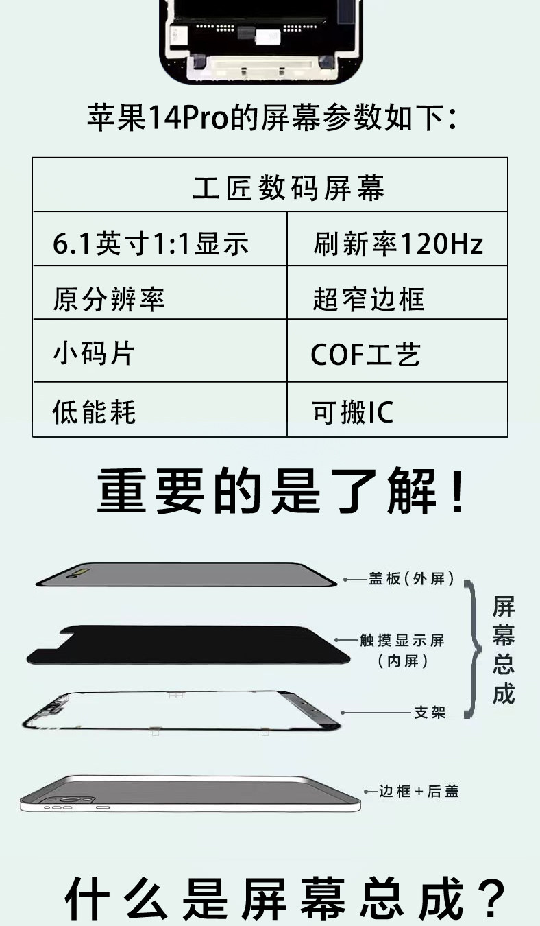 工匠数码平替苹果14pro屏幕总成全新国产lcd支持高刷120hz显示屏