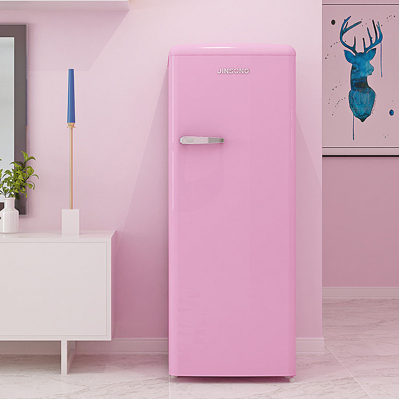 金松bc-235r 复古冰箱大容量新款全冷藏静音单门家用彩色冰箱