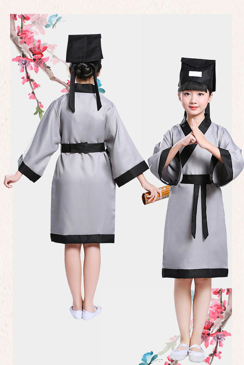 儿童古装汉服书童服装演出服三字经弟子规论语表演衣服男女国学服