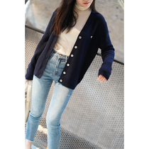 Easy and lazy tone C home thick needle wool Paris feel cardigan autumn and winter thick CASUAL CHIC sweater