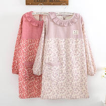 Japanese fashion apron home kitchen coat coat women long sleeve waterproof and oil proof adult cute cooking work clothes