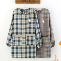 Household kitchen apron womens coat waterproof and oil-proof with sleeves cute Japanese Korean fashion long sleeve adult work clothes