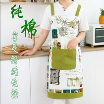 2021 New Net red cotton apron home kitchen Women fashion small fresh cotton linen fabric skirt cotton summer