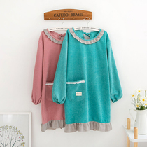 2020 new winter apron home kitchen long sleeve cooking apron cute Japanese Korean fashion gown