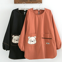 Cute Japanese apron home kitchen back wear cover anti-fouling long sleeve adult men and women bakery work clothing