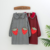 Household long sleeve apron kitchen cooking oil-proof cute Japanese fashion work Korean gown adult womens blouse