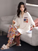 Pure Jubilee pajamas female spring and autumn cotton summer home clothes Lady two-piece suit Japanese cute can go out net red