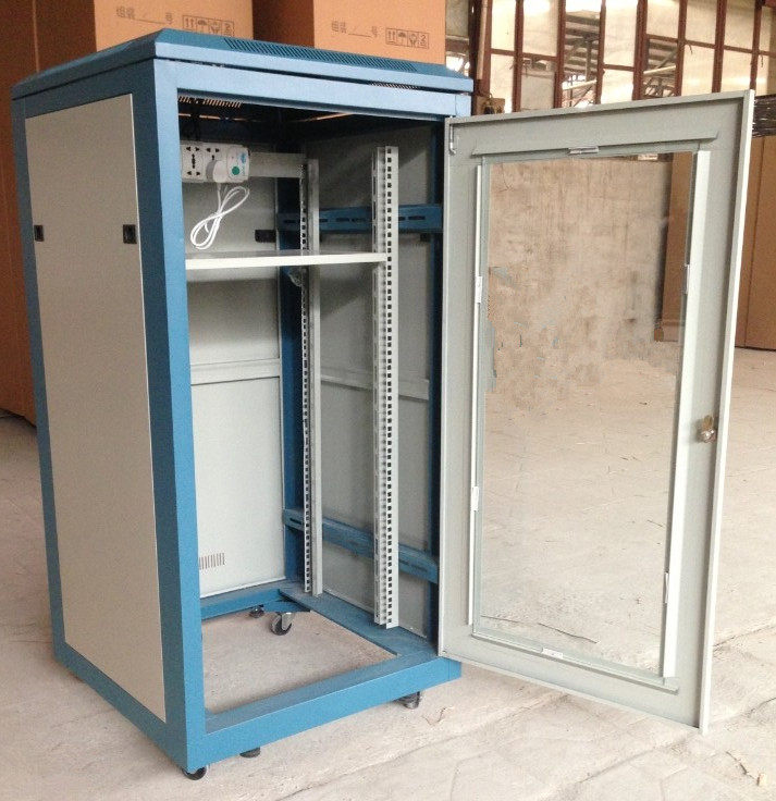 新昌机柜 蓝白色网络机柜 1.0米网络机柜 18u网络机柜 监控机柜