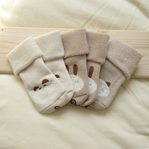 Infant socks in winter thickened warm cotton newborn with velvet long tube wide mouth 0-3-6-12 months baby