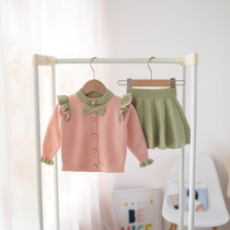 Korean version of 2020 autumn and winter new children's clothing baby sweater skirt two-piece set for girls sweater two-piece set