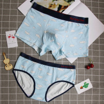 New 2-pack couple underwear cotton mens and womens underwear set boxer pants creative personality simple breathable middle waist