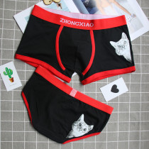 Couple underwear cotton underwear set couple breathable Mens flat corner female triangle cartoon cute cat