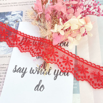 Clearance length 10 meters red lace accessories embroidery baby clothes material handmade DIY cuff collar width 3CM