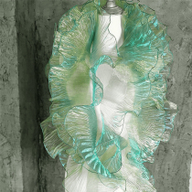 Wide 13cm pleated lace accessories European yarn lace designer clothing accessories handmade diy pleated edge