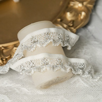 2 5cm gold and silver white chinlon knit elastic patch skin flex clothing lingerie toy decoration webbing spot