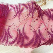 Long 3 m double-layer mesh embroidery lace accessories red feather diy wedding dress handmade decoration