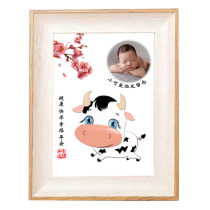 Fetal hair painting Cow baby souvenir Baby fetal hair making diy homemade fetal hair commemorative painting Fetal hair embroidery customization